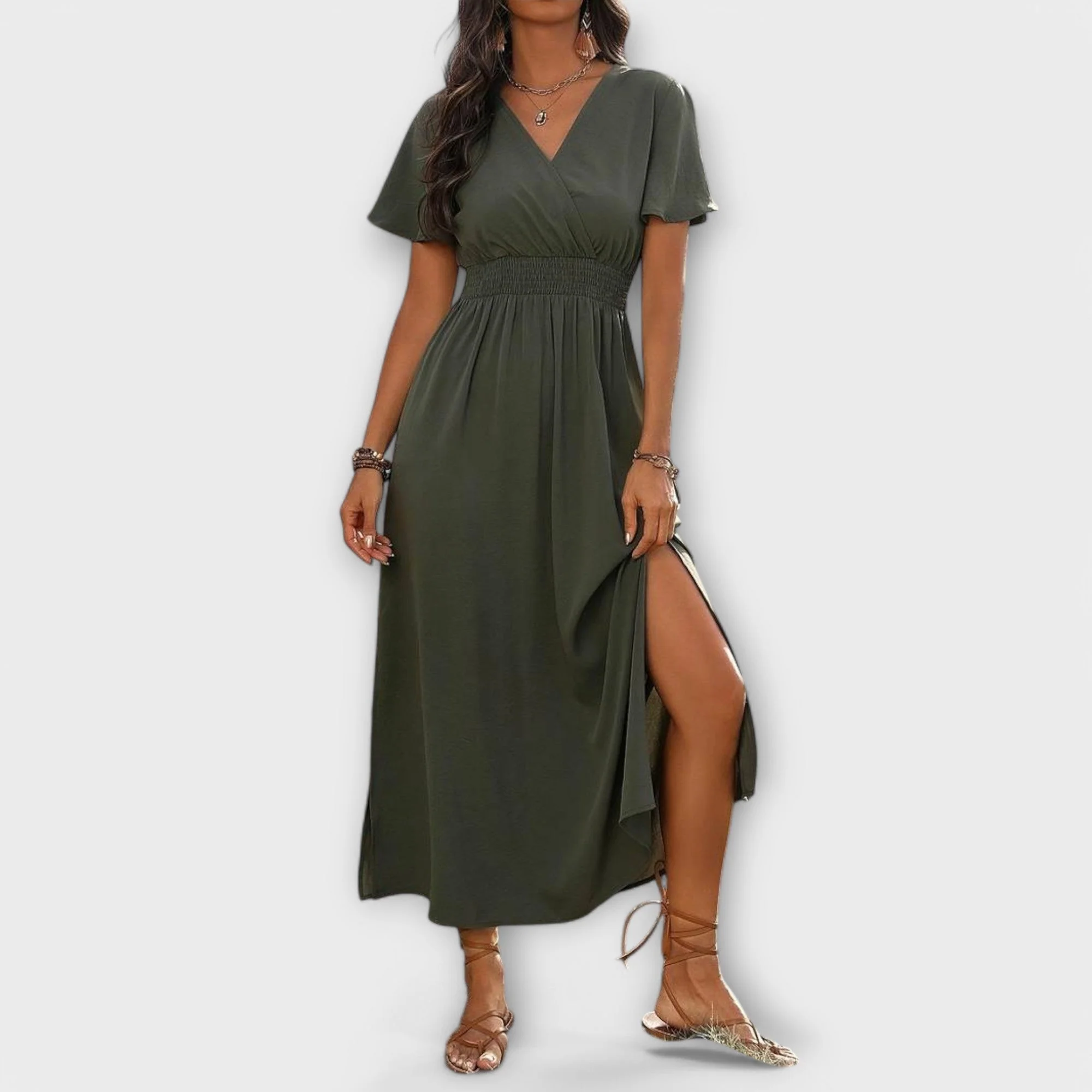 Heather - Elegantes Boho-Kleid mit V-Ausschnitt und langen Ärmeln - Image 5