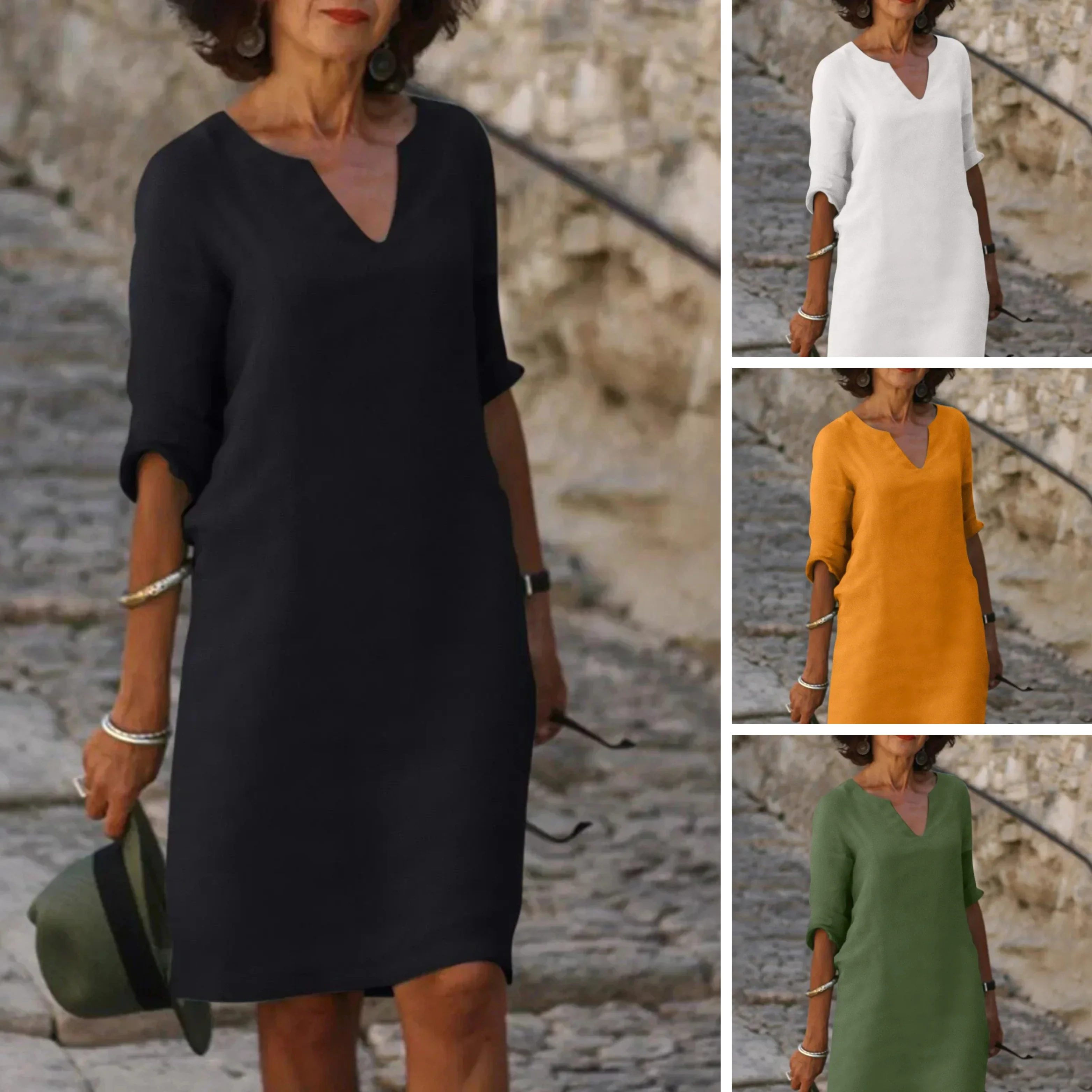 Helena | Elegantes V-Ausschnitt Kleid - Image 3