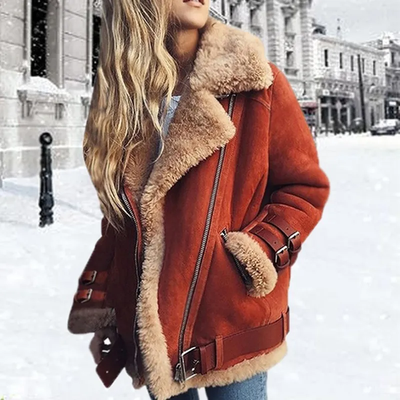 Helena – Gefütterte Aviatorjacke mit Lammfellkragen
