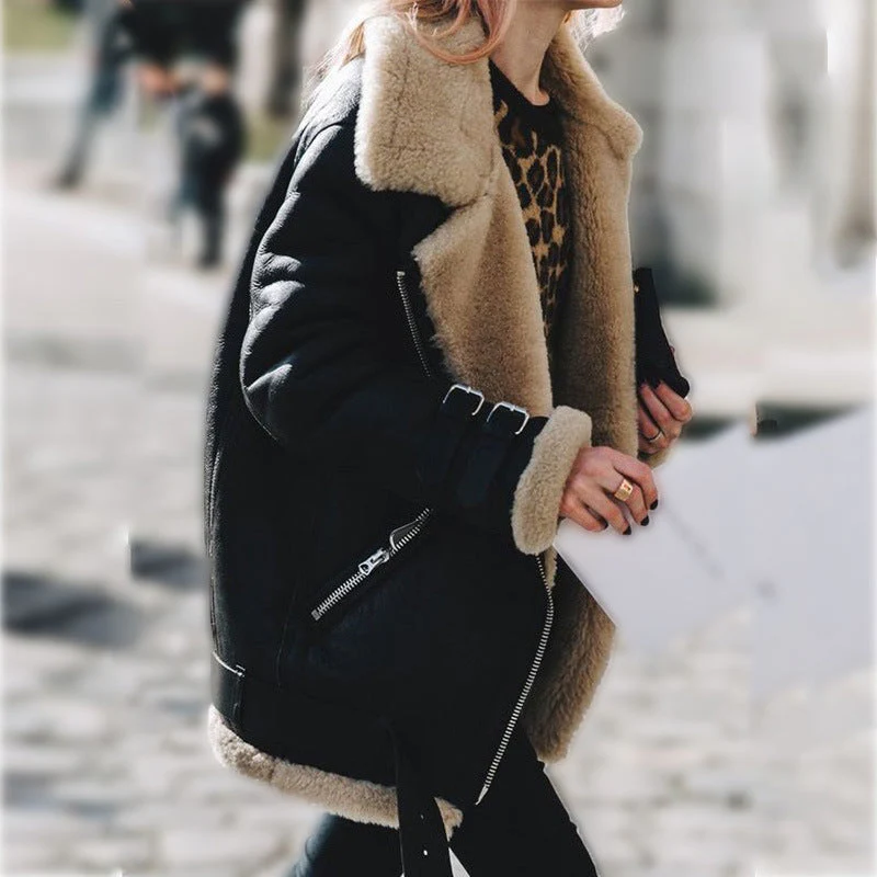 Helena – Gefütterte Aviatorjacke mit Lammfellkragen - Image 3
