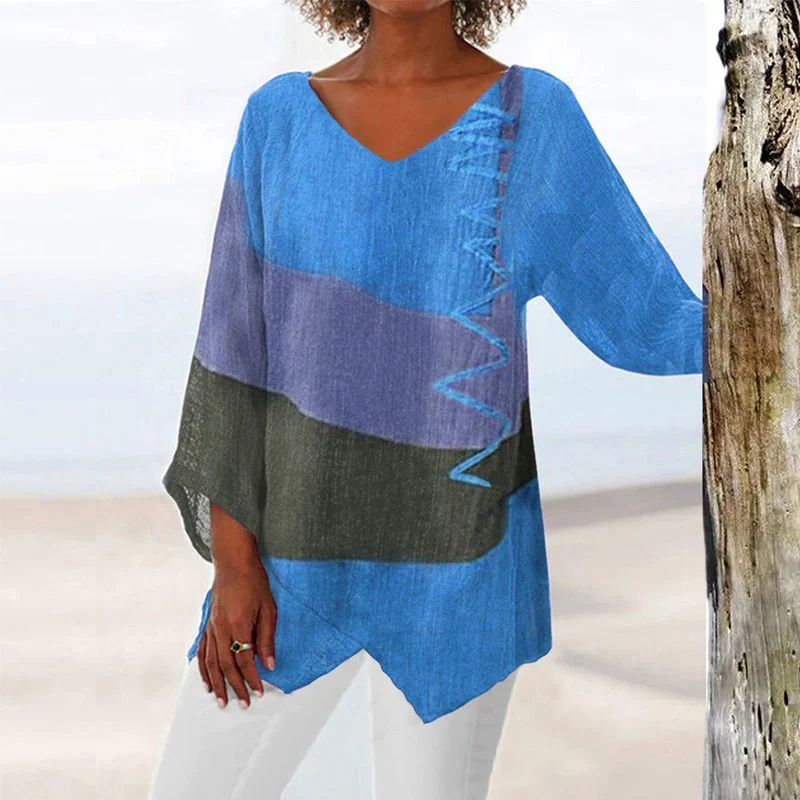 Helena | Künstlerisches Longshirt mit V-Ausschnitt - Image 2