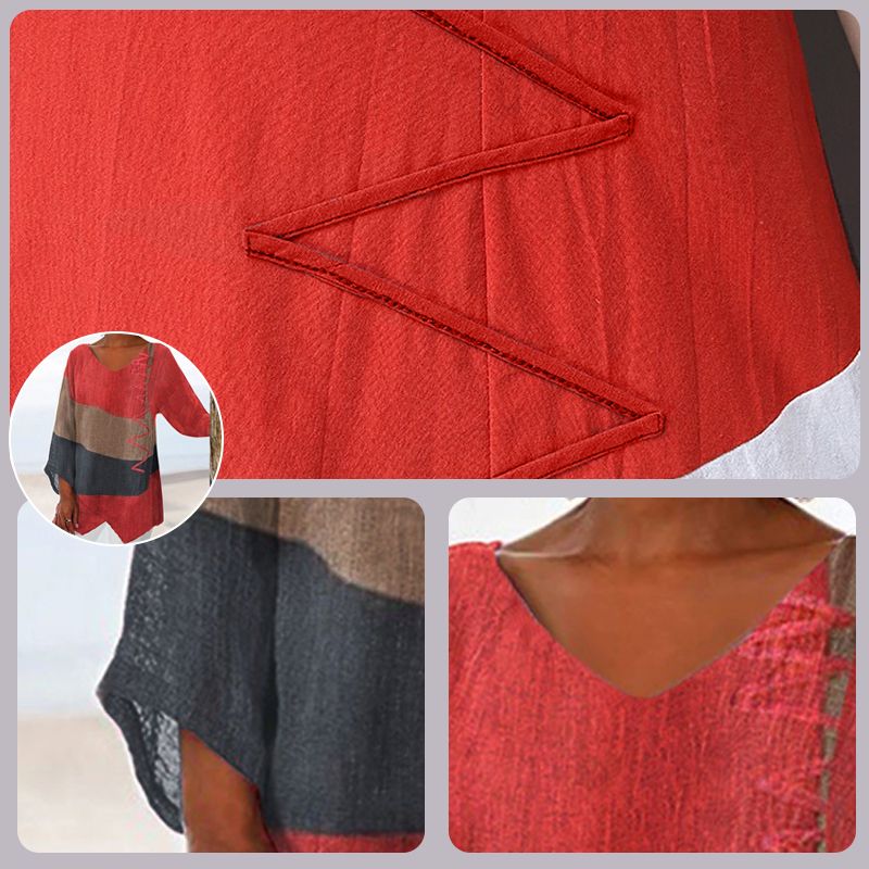 Helena | Künstlerisches Longshirt mit V-Ausschnitt - Image 3