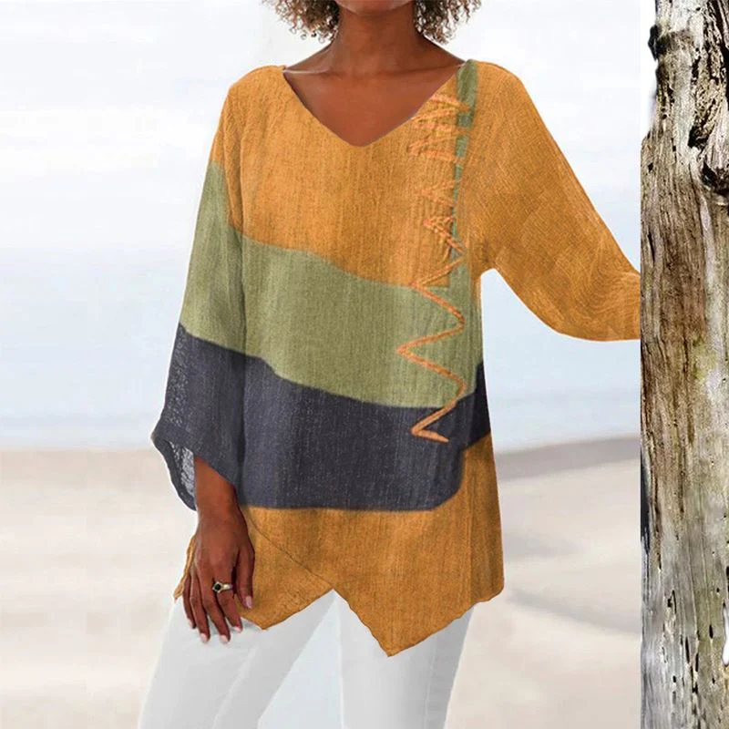 Helena | Künstlerisches Longshirt mit V-Ausschnitt - Image 4