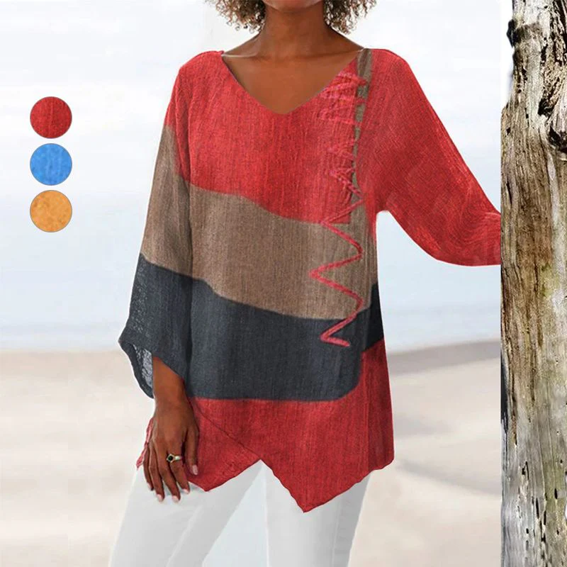 Helena | Künstlerisches Longshirt mit V-Ausschnitt - Image 6