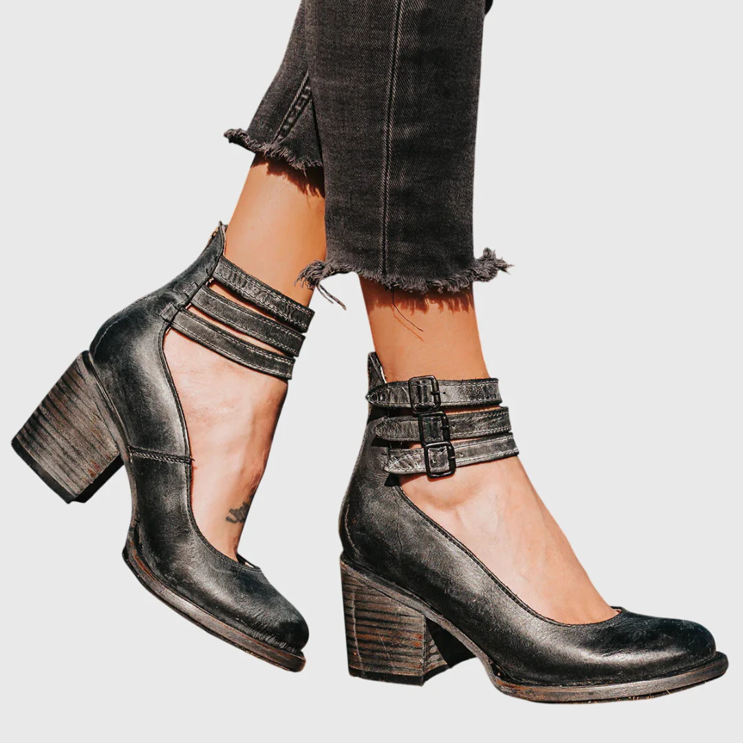 Helene | Damen Schnallenriemen Blockabsatz Stiefel - Image 6