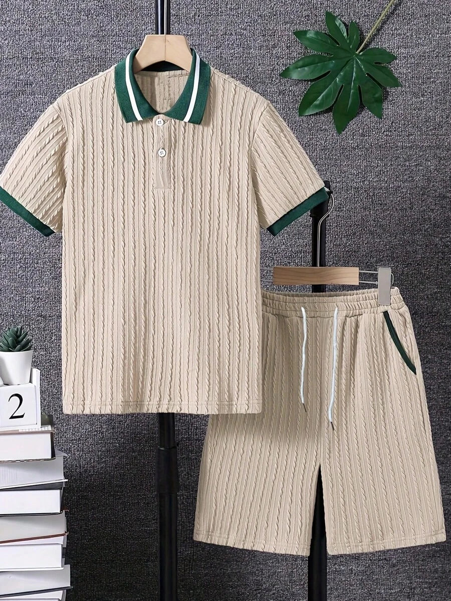 Helmut – Herren Sportset T-Shirt Und Shorts Kontrast Design - Image 3