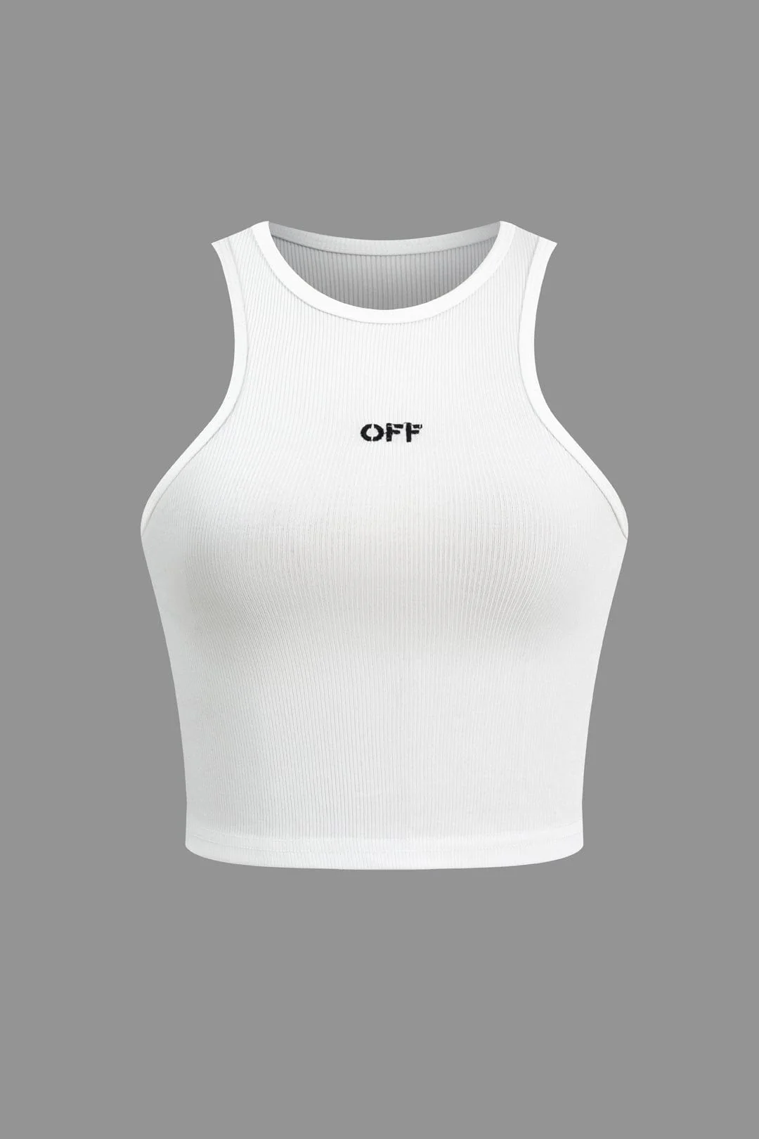 Henrietta | Weiß Geripptes Racerback-Crop-Top mit High-Neck-Ausschnitt - Image 4