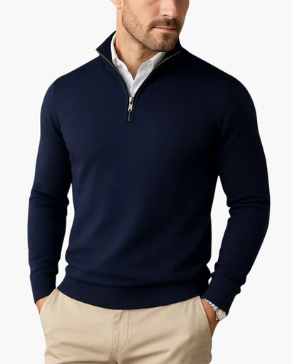 Henry – Moderner Feinstrick Herren Troyer Pullover - Image 2