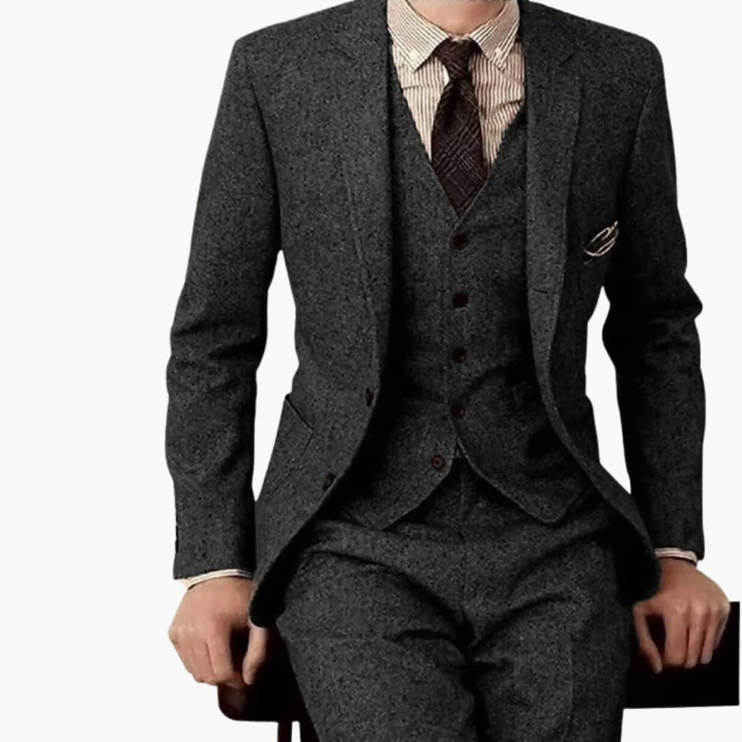 Herren Anzug dreiteilig mit Slim Fit Hose und Revers - Image 3