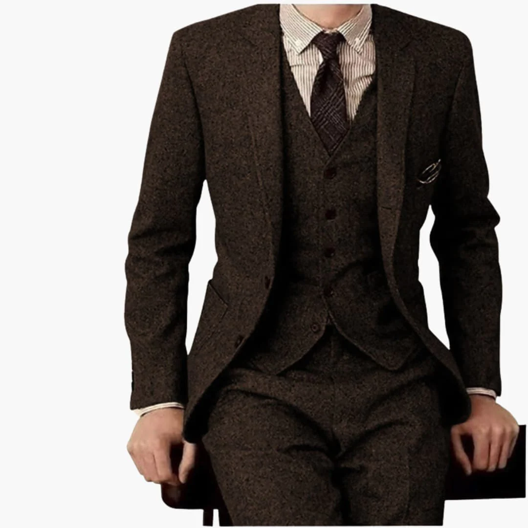Herren Anzug dreiteilig mit Slim Fit Hose und Revers - Image 4