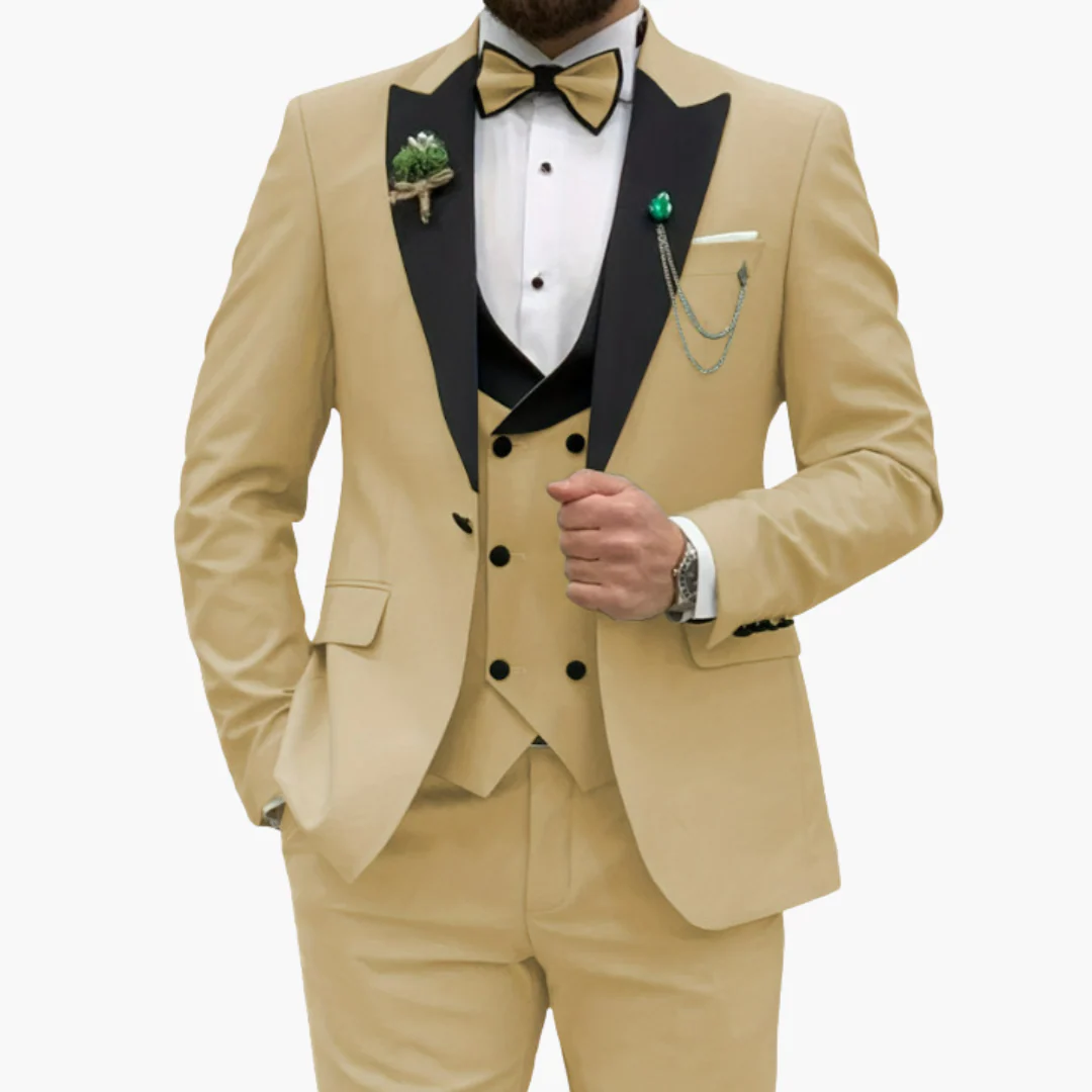 Herren Anzug dreiteilig mit Slim Fit und Kontrastrevers - Image 10
