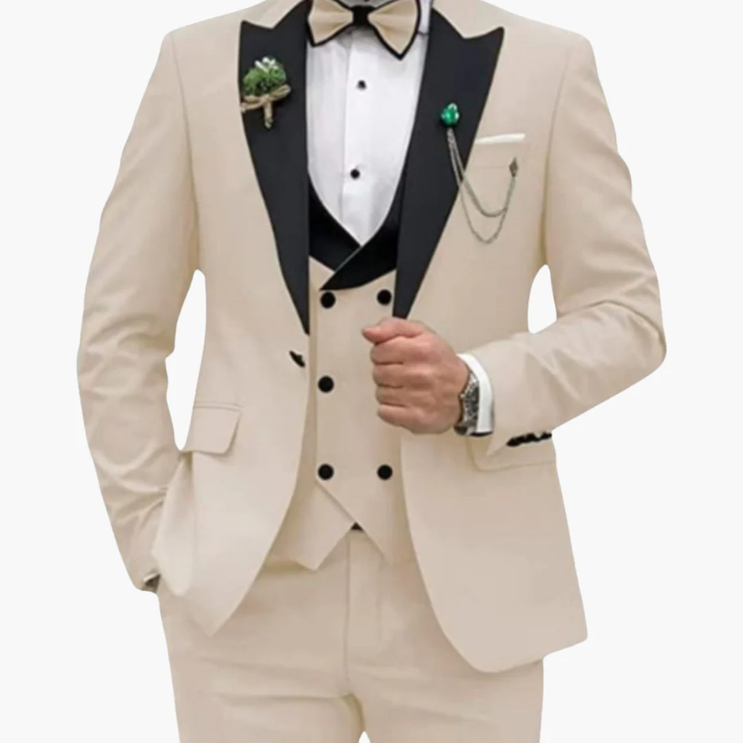 Herren Anzug dreiteilig mit Slim Fit und Kontrastrevers - Image 2