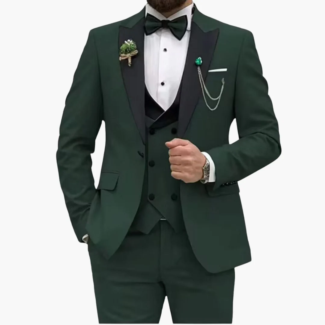 Herren Anzug dreiteilig mit Slim Fit und Kontrastrevers - Image 5
