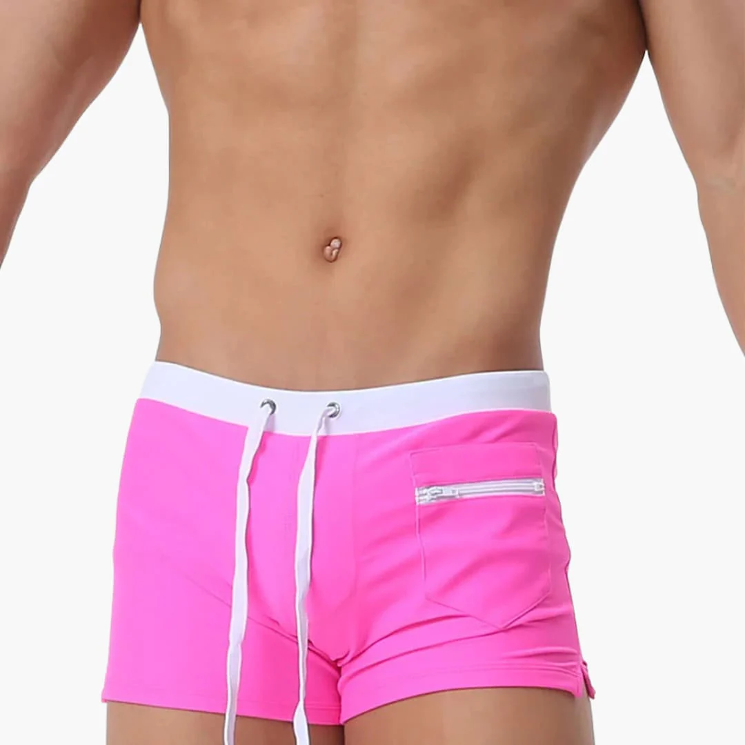 Herren Badeshorts mit Reißverschlusstaschen und Kordelzugbund