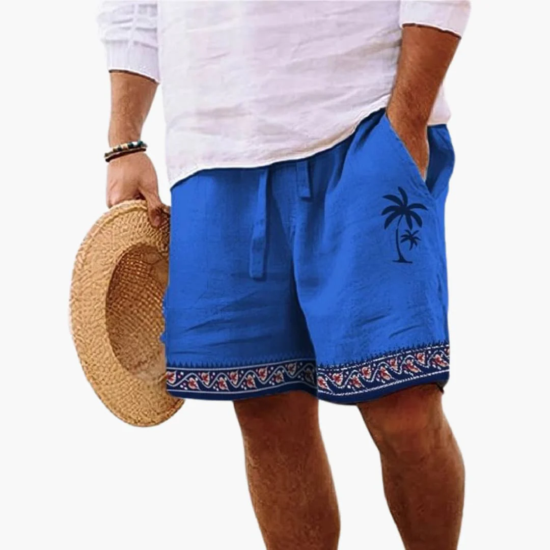 Herren Badeshorts Sommer mit Kordelzug und Palmenmuster - Image 2