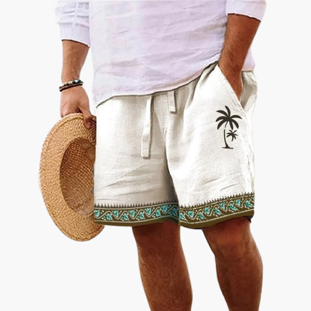 Herren Badeshorts Sommer mit Kordelzug und Palmenmuster - Image 3