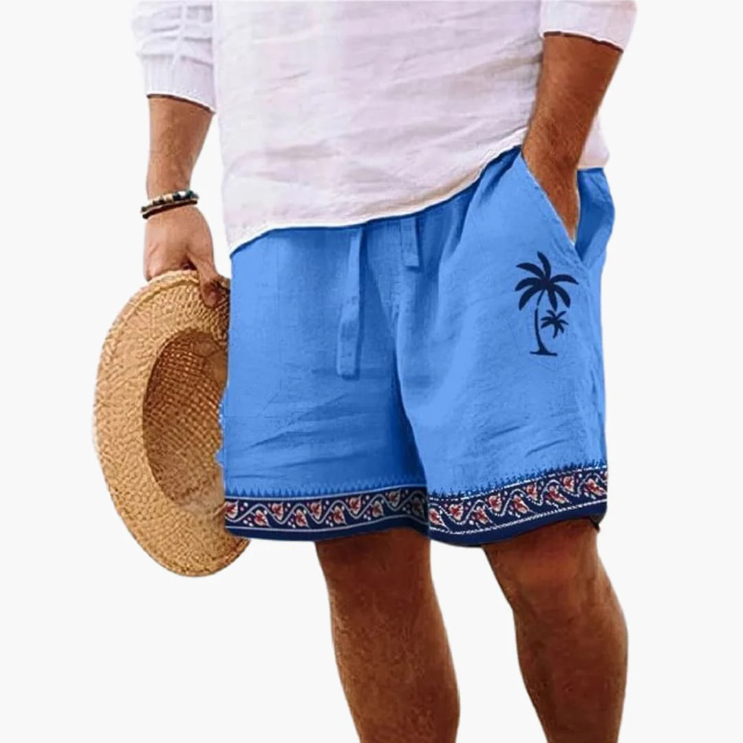 Herren Badeshorts Sommer mit Kordelzug und Palmenmuster - Image 4