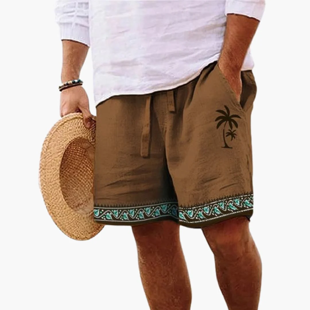 Herren Badeshorts Sommer mit Kordelzug und Palmenmuster - Image 5