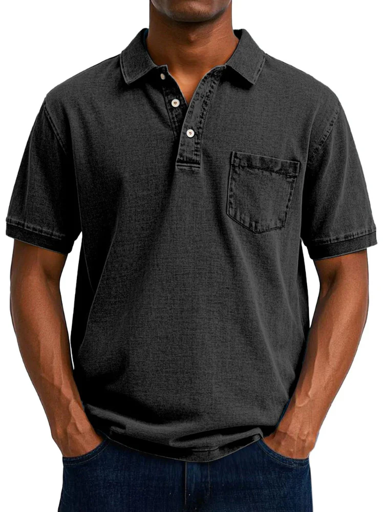 Herren bequemes Denim-Poloshirt | Kurzarm - Image 2