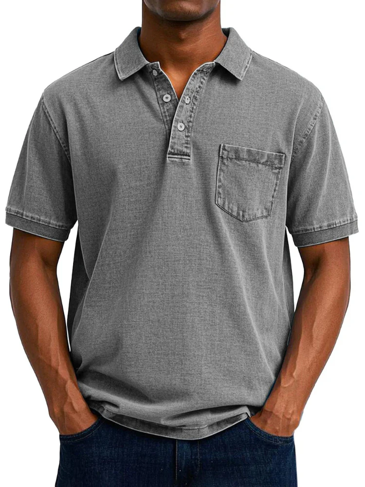 Herren bequemes Denim-Poloshirt | Kurzarm - Image 3