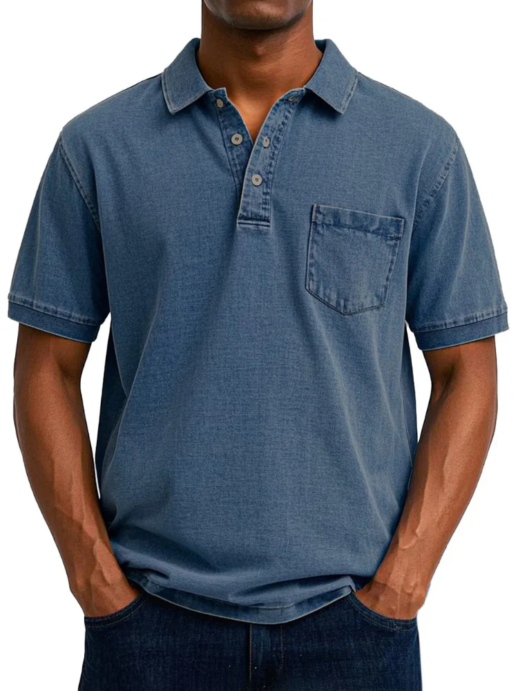Herren bequemes Denim-Poloshirt | Kurzarm - Image 4