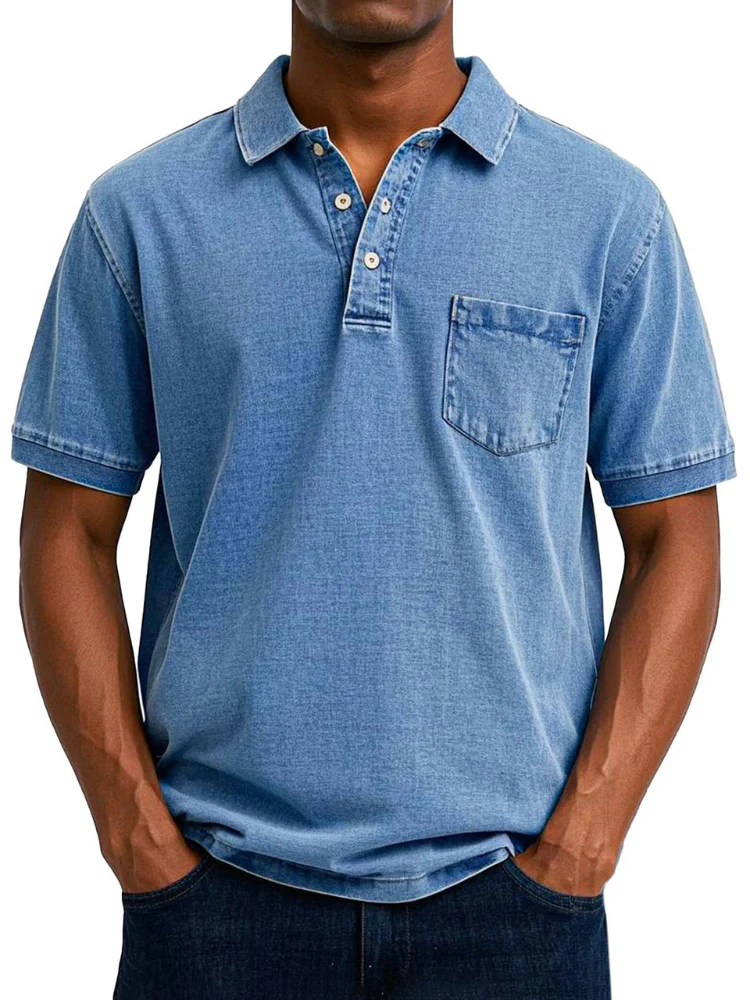 Herren bequemes Denim-Poloshirt | Kurzarm - Image 9