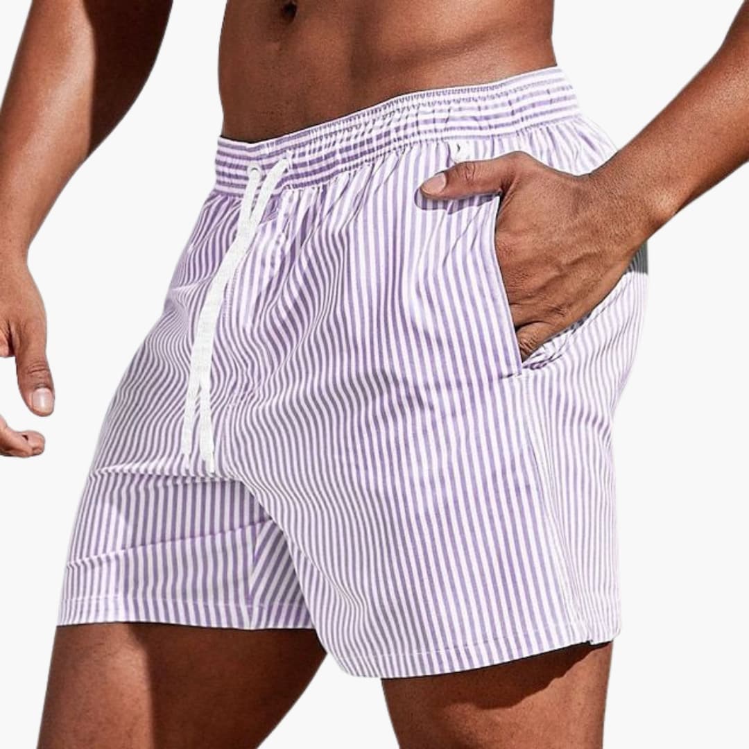 Herren Boardshorts mit Streifen und elastischem Bund - Image 3