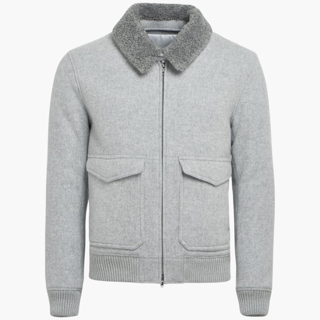 Herren-Bomber jacke mit Reißverschluss und Fleecekragen - Image 3