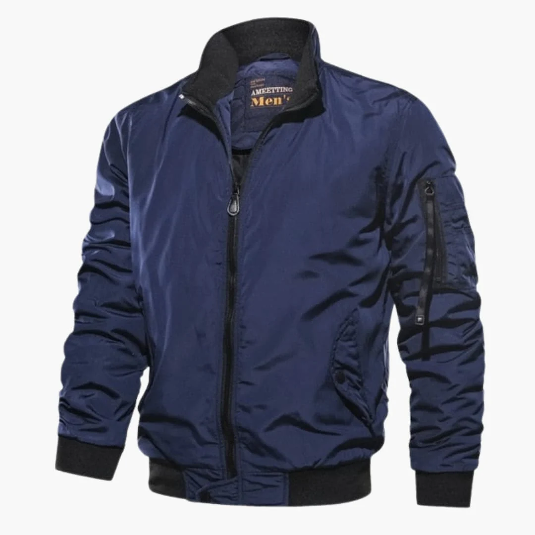 Herren Bomber jacke mit Reißverschluss und geripptem Saum - Image 2