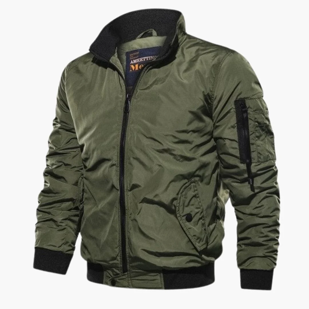 Herren Bomber jacke mit Reißverschluss und geripptem Saum - Image 3