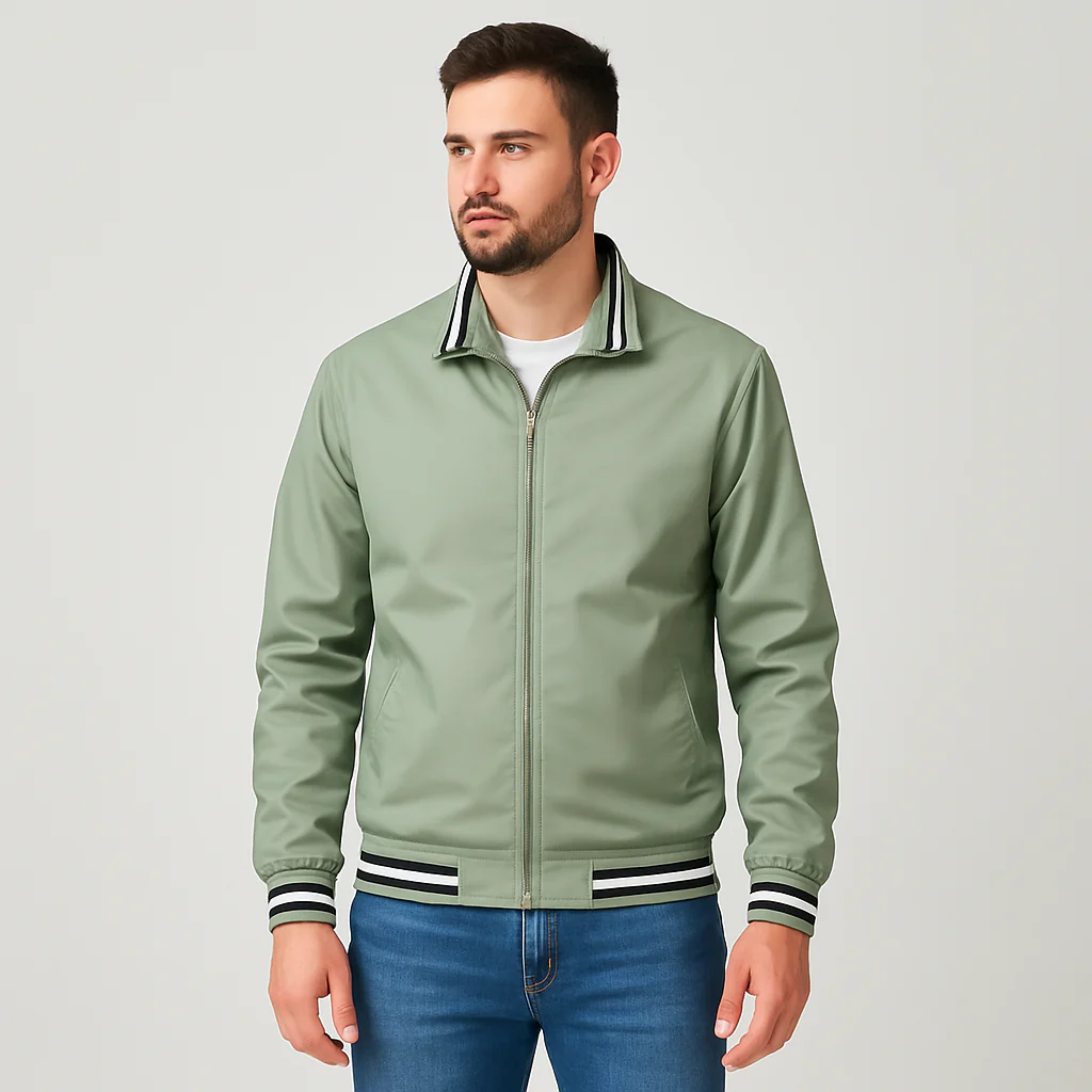 Herren-Bomberjacke mit gestreiftem Besatz - Image 4