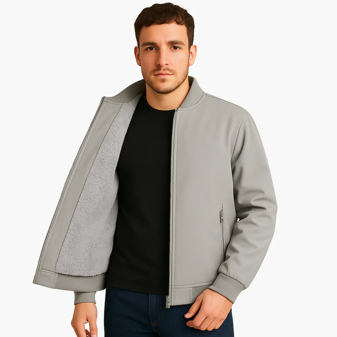 Herren Bomberjacke mit Reißverschluss und Fleece Futter - Image 3