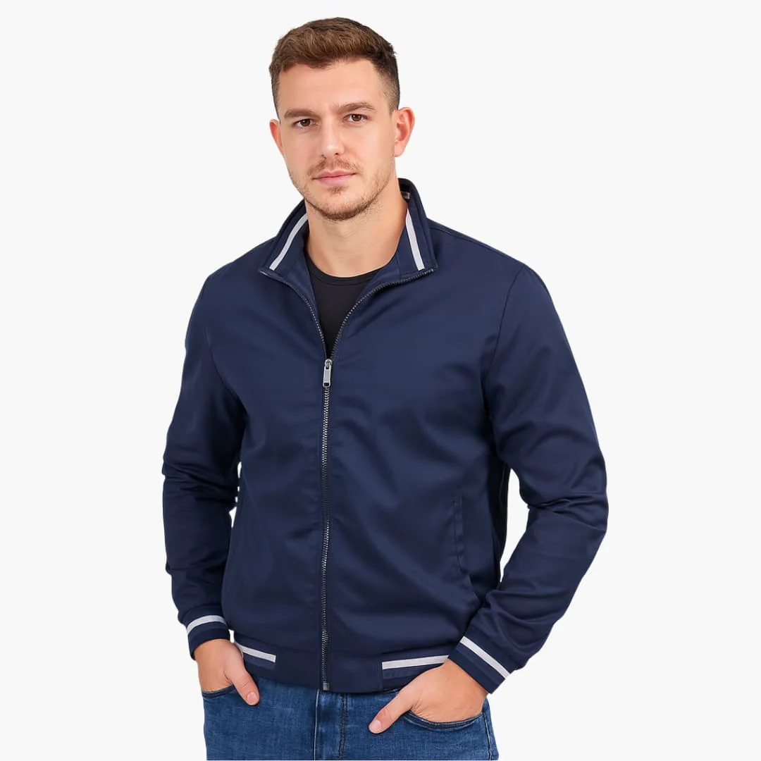 Herren Bomberjacke mit Reißverschluss und gestreiftem Saum - Image 2