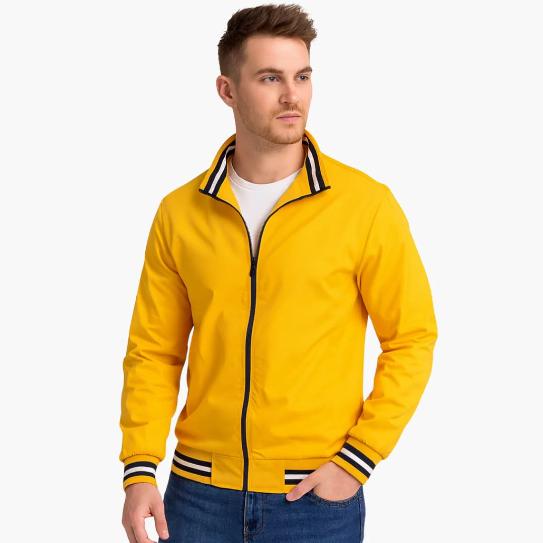 Herren Bomberjacke mit Reißverschluss und gestreiftem Saum - Image 3