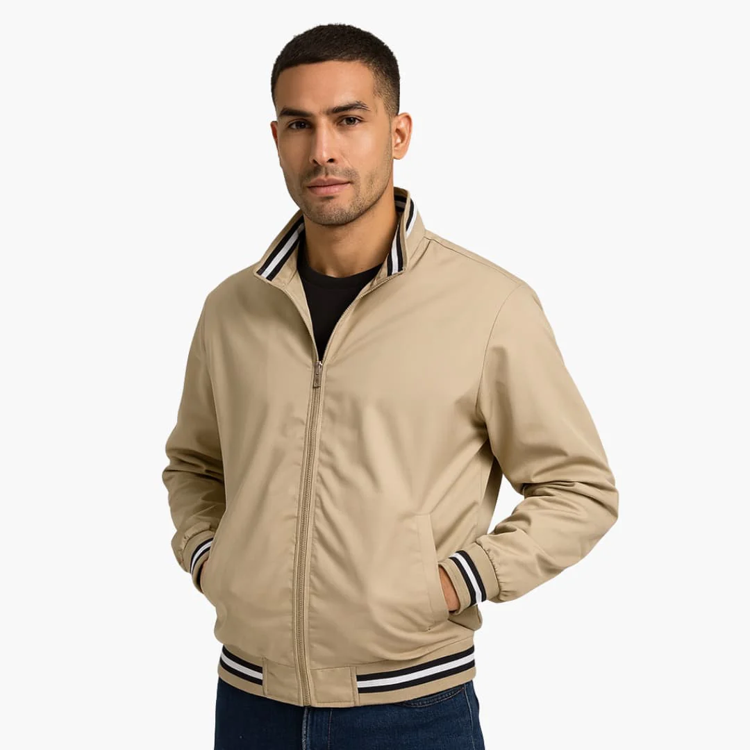 Herren Bomberjacke mit Reißverschluss und gestreiftem Saum - Image 6