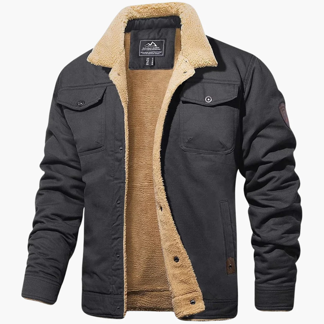 Herren Bomberjacke mit Reißverschluss und Kunstpelzfutter - Image 2