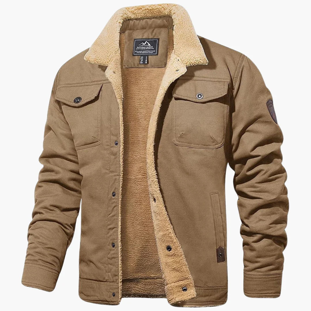 Herren Bomberjacke mit Reißverschluss und Kunstpelzfutter - Image 3