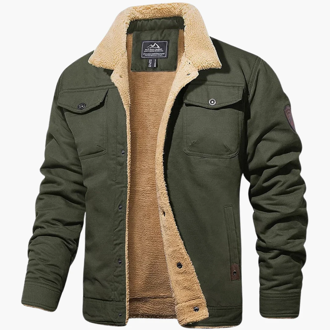 Herren Bomberjacke mit Reißverschluss und Kunstpelzfutter - Image 4