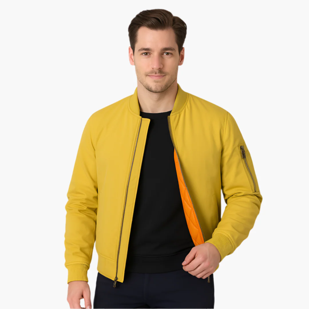 Herren Bomberjacke mit Reißverschluss und Rippbündchen - Image 2
