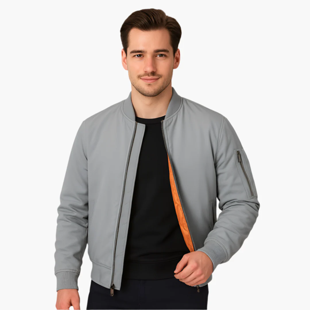Herren Bomberjacke mit Reißverschluss und Rippbündchen - Image 3