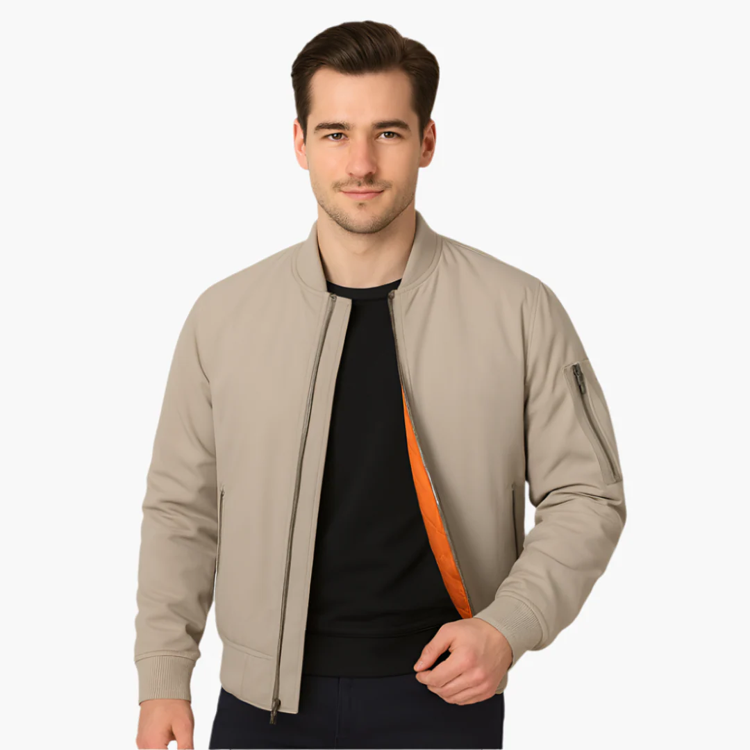 Herren Bomberjacke mit Reißverschluss und Rippbündchen - Image 4