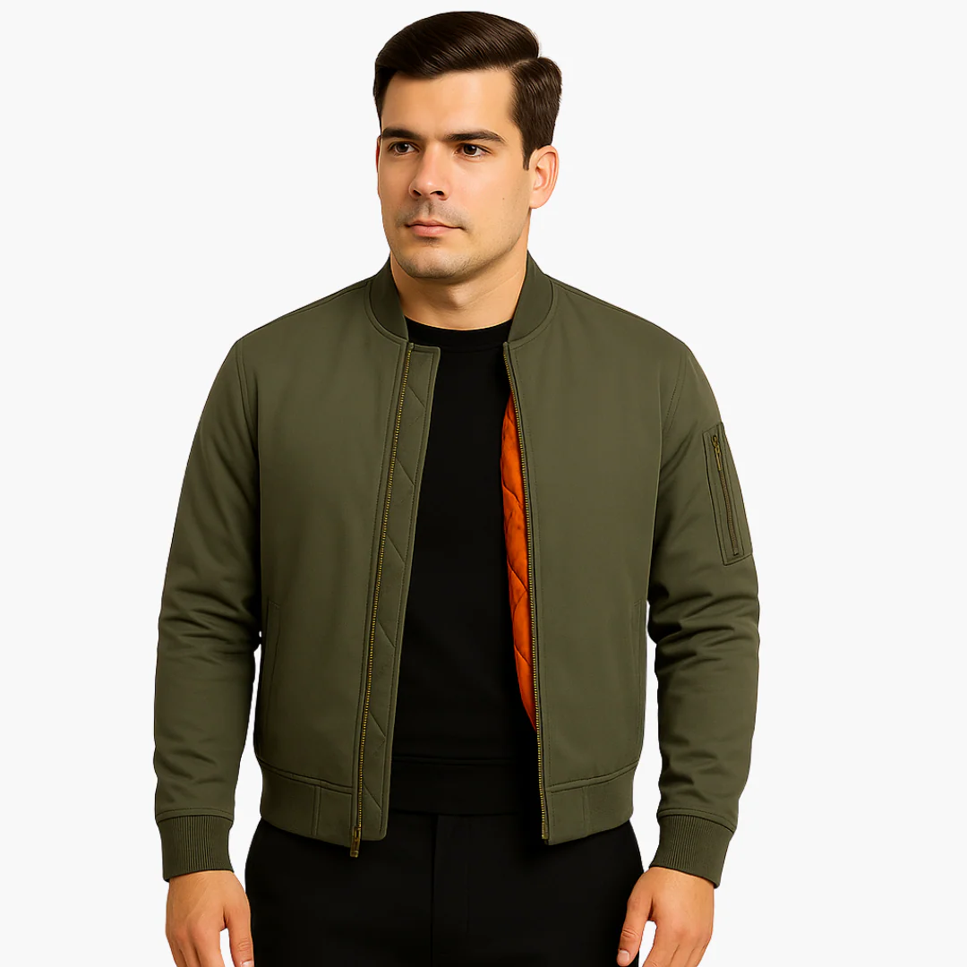 Herren Bomberjacke mit Reißverschluss und Rippbündchen - Image 7