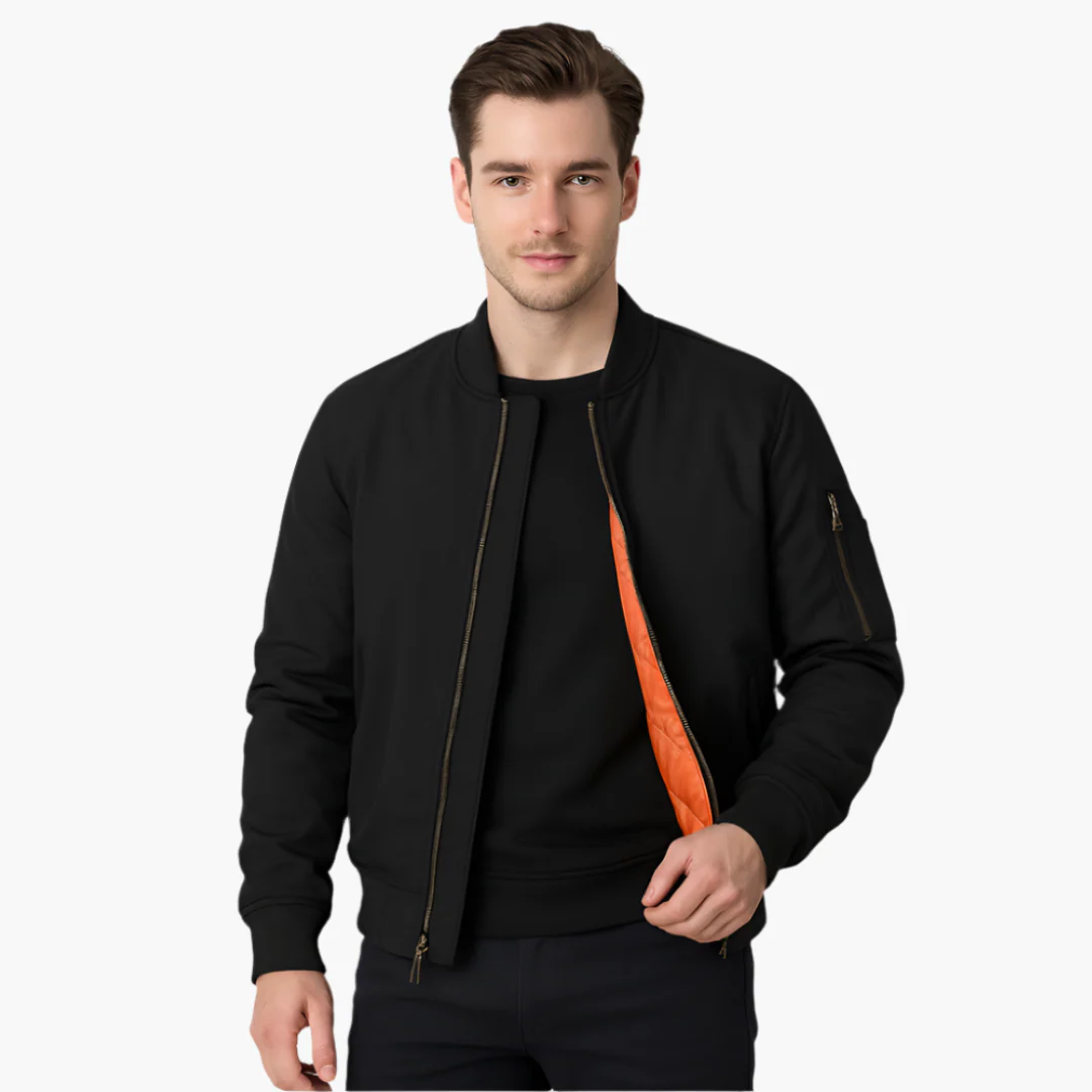 Herren Bomberjacke mit Reißverschluss und Rippbündchen - Image 8