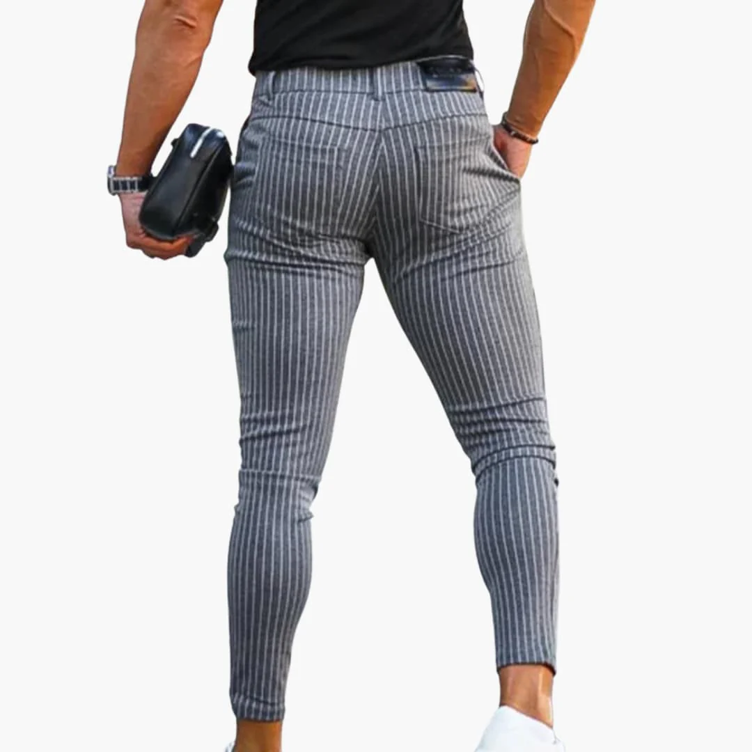 Herren Chinohose mit Stretchbund und gestreiftem Sommerstoff - Image 2