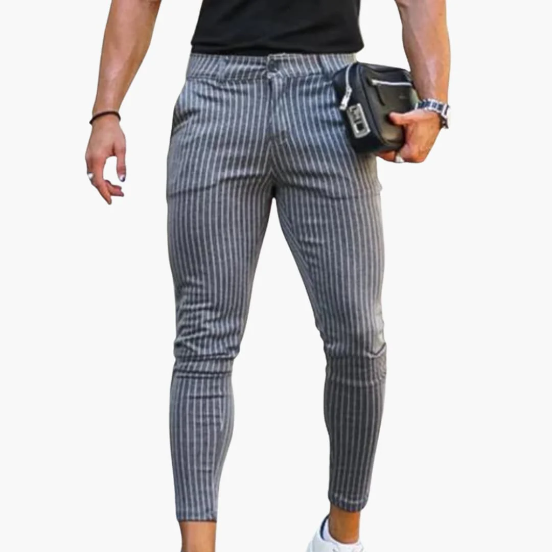 Herren Chinohose mit Stretchbund und gestreiftem Sommerstoff - Image 3