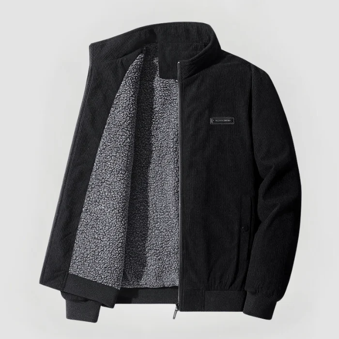 Herren Cordjacke mit Durchgehendem Reißverschluss und Geripptem Saum - Image 3