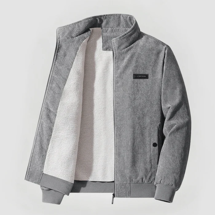 Herren Cordjacke mit Durchgehendem Reißverschluss und Geripptem Saum - Image 4