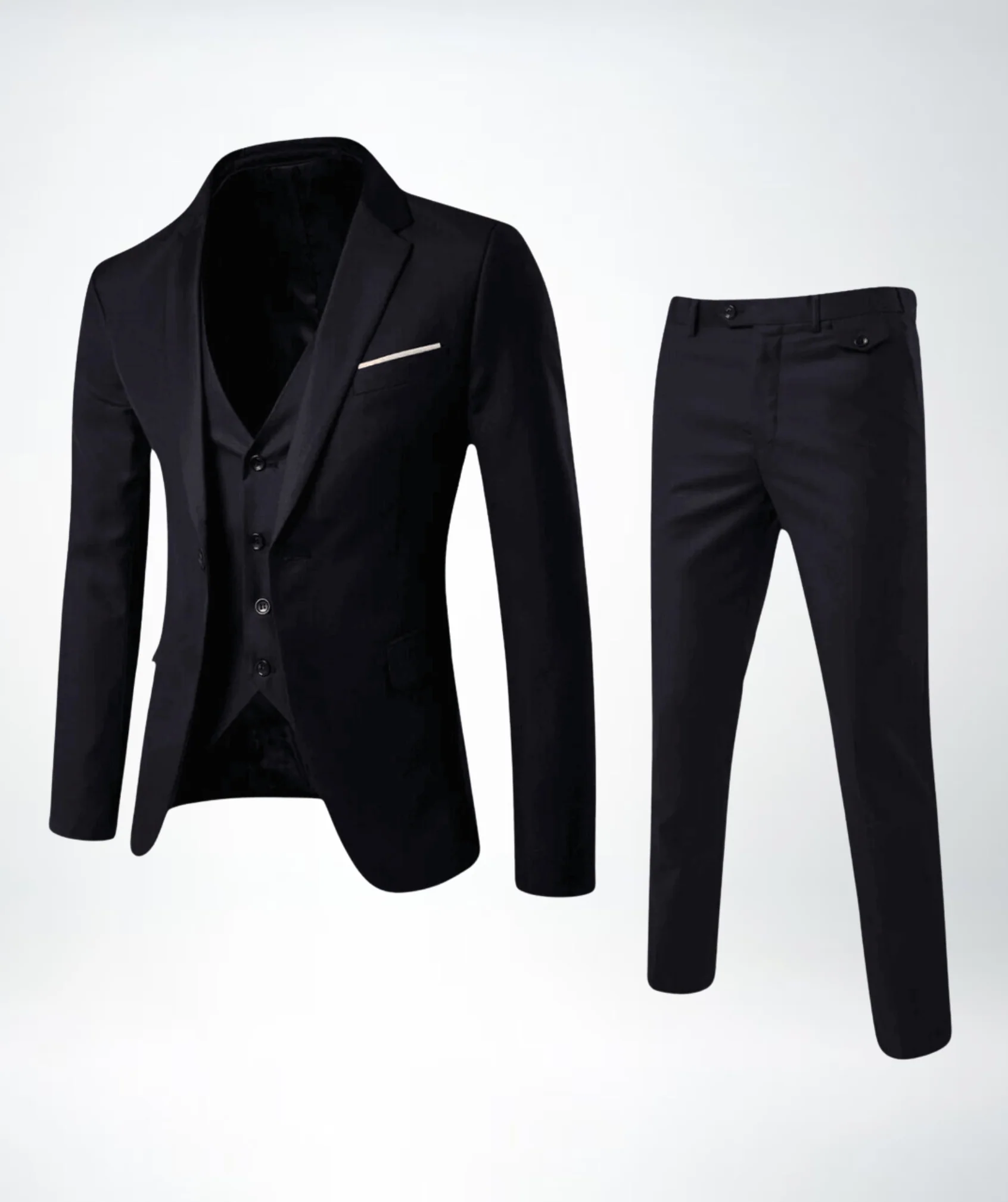 Herren Dreiteiliger Anzug | Taillierte Jacke Weste Hose - Image 2