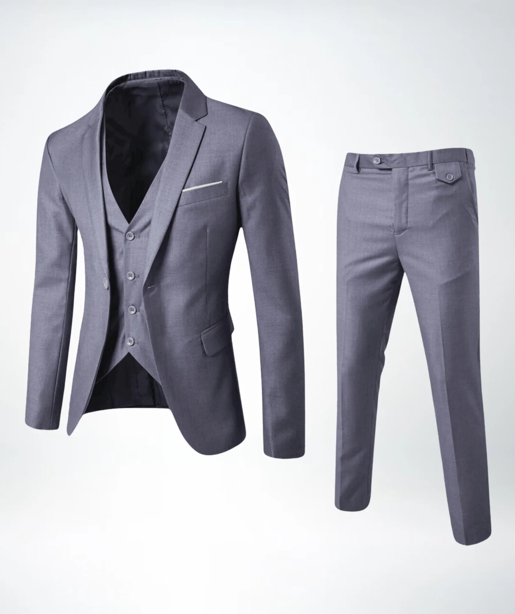 Herren Dreiteiliger Anzug | Taillierte Jacke Weste Hose - Image 3