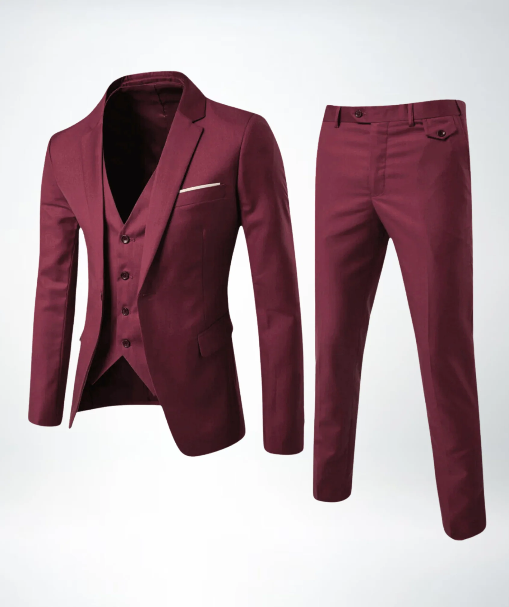 Herren Dreiteiliger Anzug | Taillierte Jacke Weste Hose - Image 4